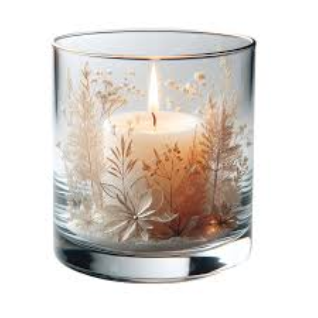 HOME LIGHTS FROSTED GLITTER GLASS*3 TEA CANDLE HL1828